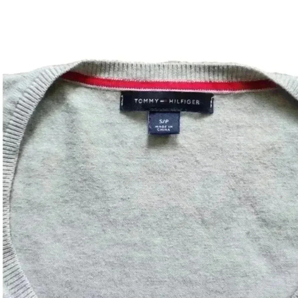 Tommy Hilfiger Sweater Grey Black Polkadot  Cotton Preppy Office 90s Women Small - Picture 7 of 9